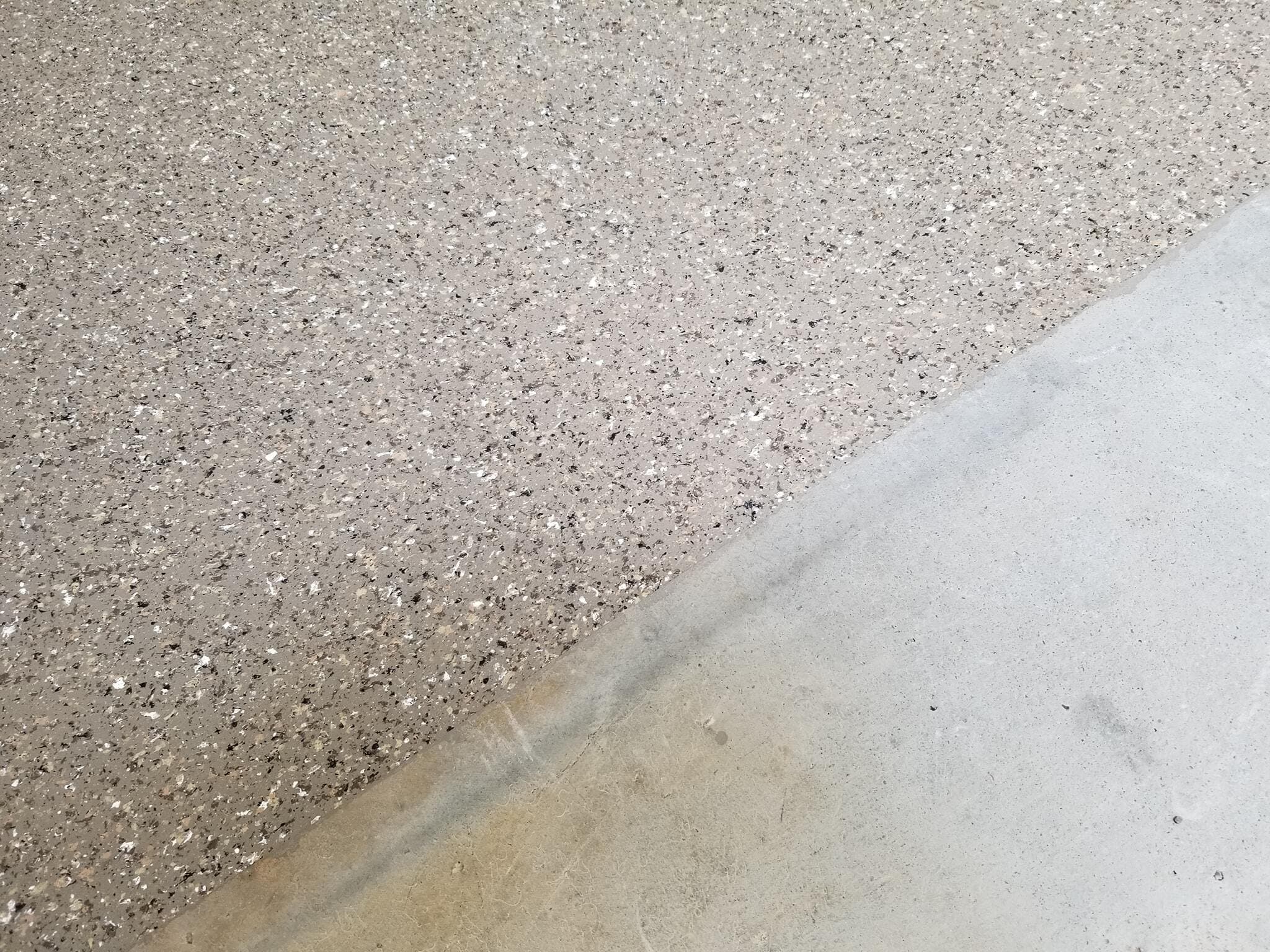 Faux granite epoxy garage floor coating by Heritage Coatings in Montana