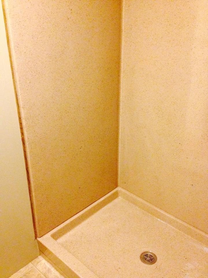 Faux granite shower stall refinishing by Heritage Coatings in Great Falls, Montana