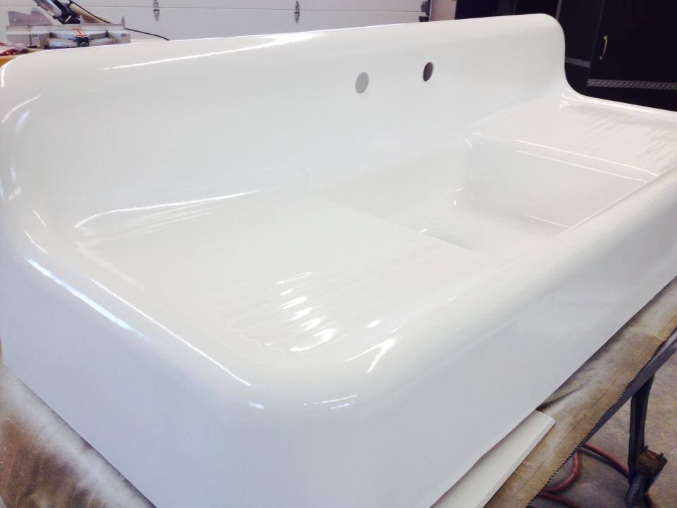 Barn-style farmhouse sink restored to like-new condition in Helena, Montana